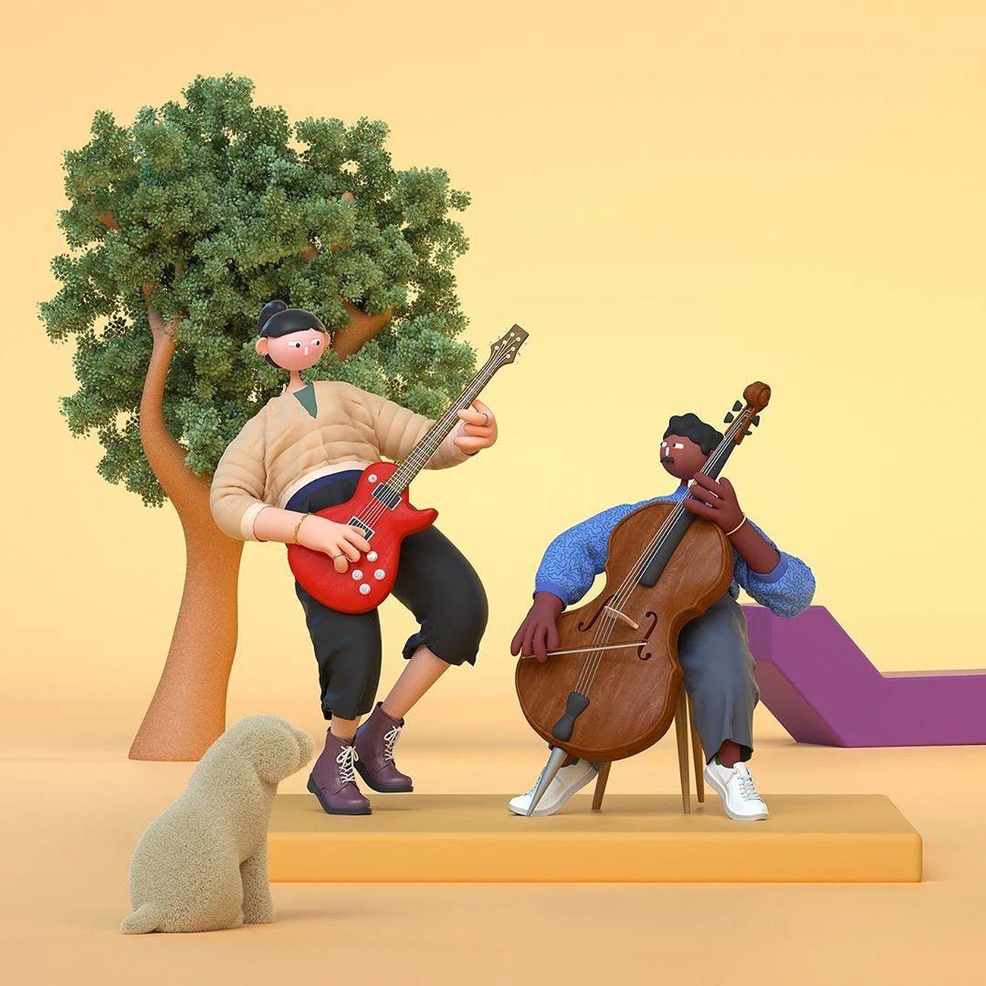 Cabeza Patata情侣设计师强强联手：女生平面插画，男生3D设计