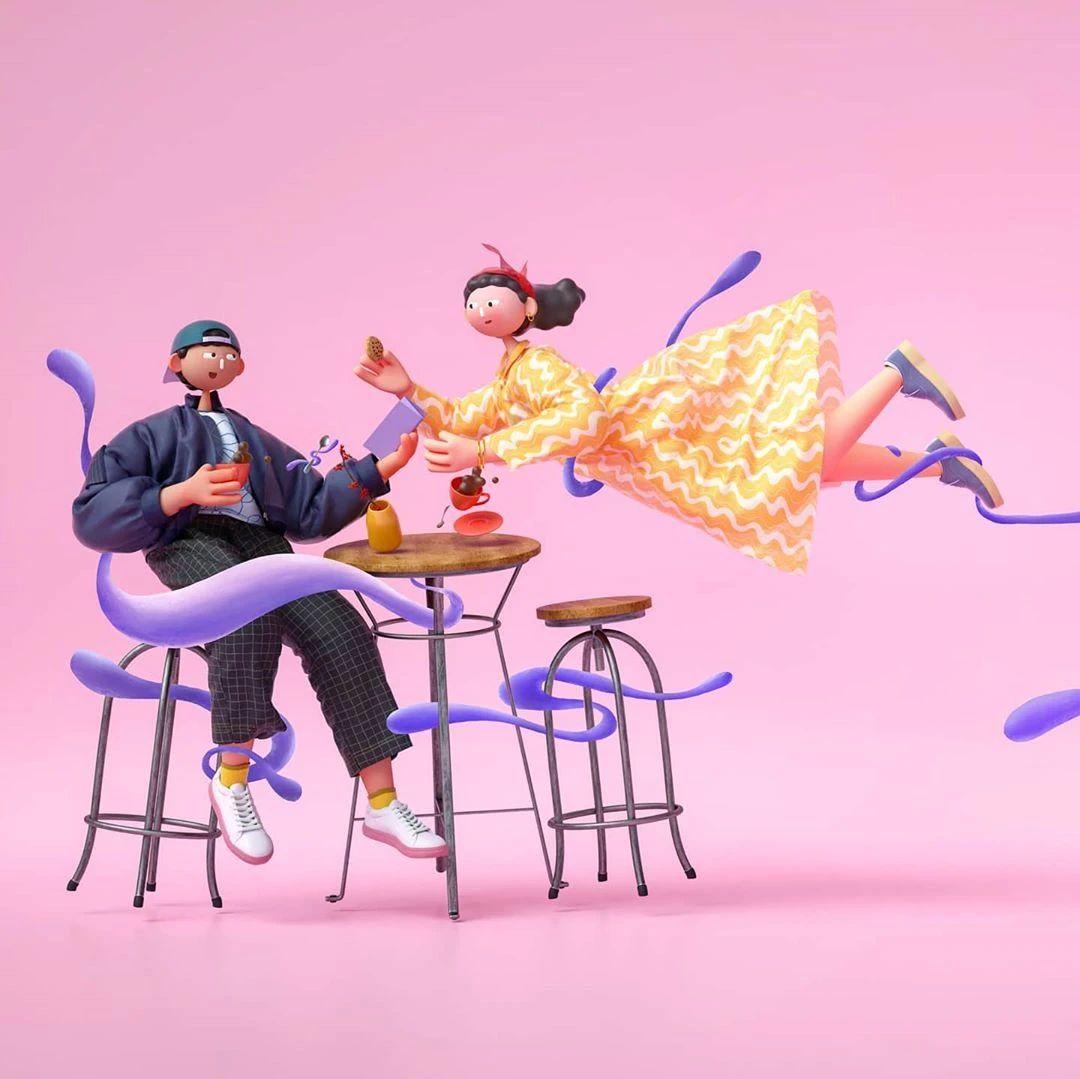Cabeza Patata情侣设计师强强联手：女生平面插画，男生3D设计