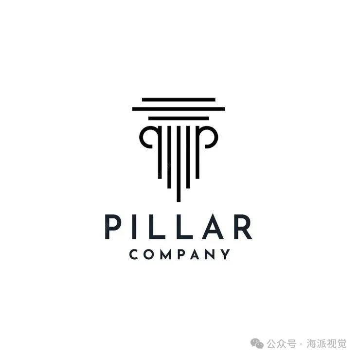 以罗马柱为主题的创意 logo 设计