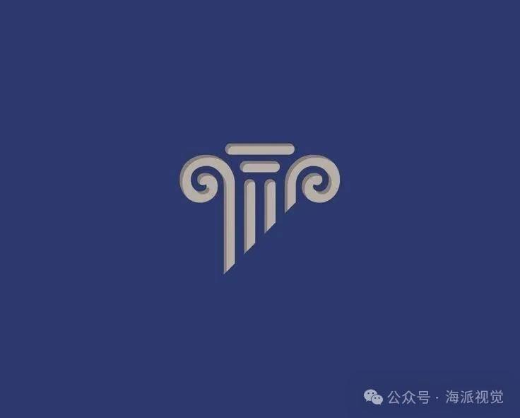 以罗马柱为主题的创意 logo 设计